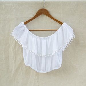 White pom crop top size medium
